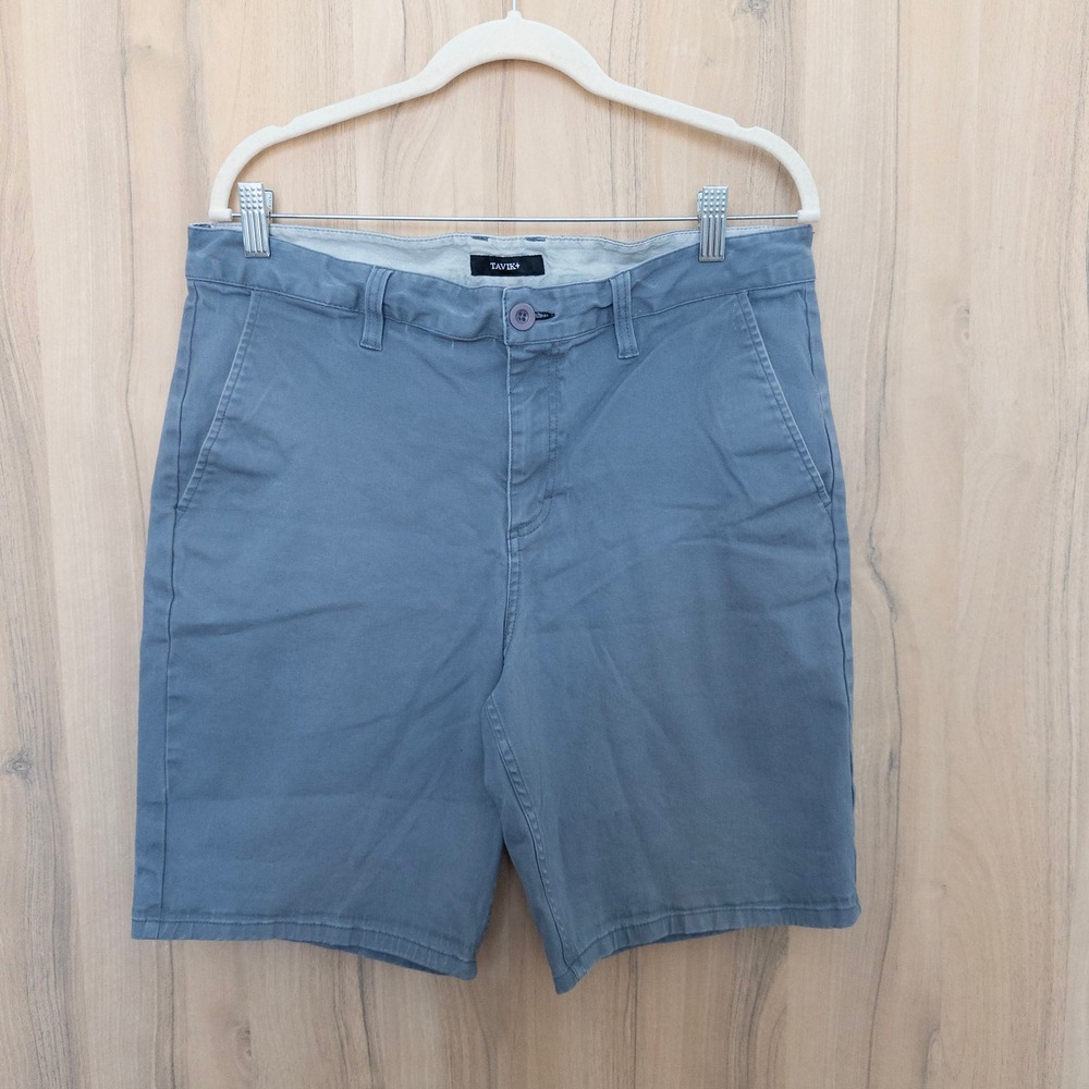 Tavik Mens Shorts Size 34 Blue Chino Flat Front Stretch Casual Summer Preppy